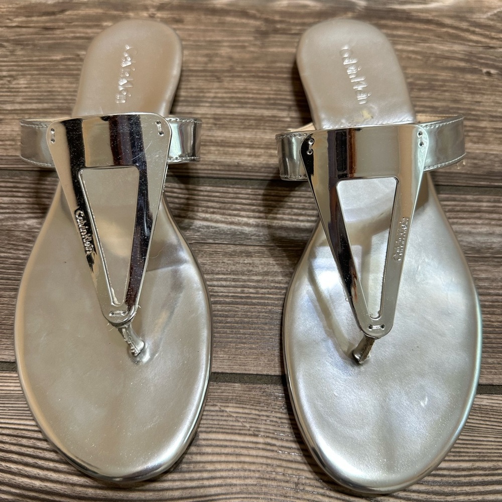 Calvin Klein Silver Sandals Excellent Condition- Worn twice